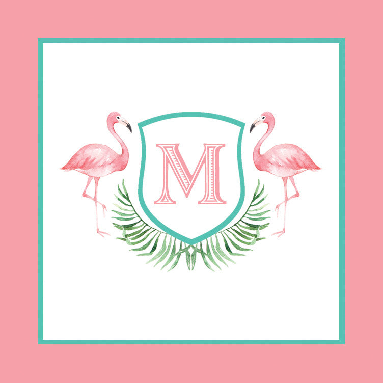 Watercolor Pink Flamingo Square Stickers | Set of 24