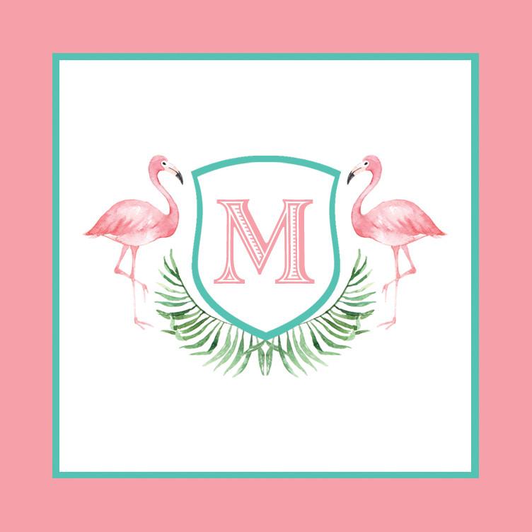 Watercolor Pink Flamingo Square Stickers | Set of 24 Wholesale