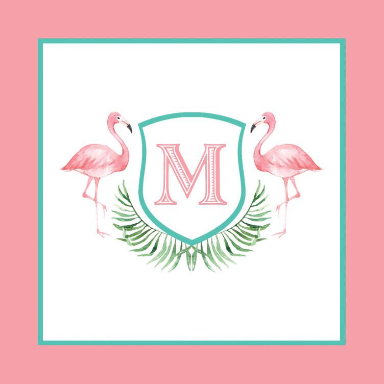 Watercolor Pink Flamingo Square Stickers | Set of 24 Wholesale