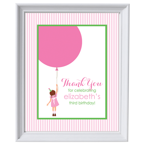 Classic Birthday Girl & Balloons 8"x10" Sign