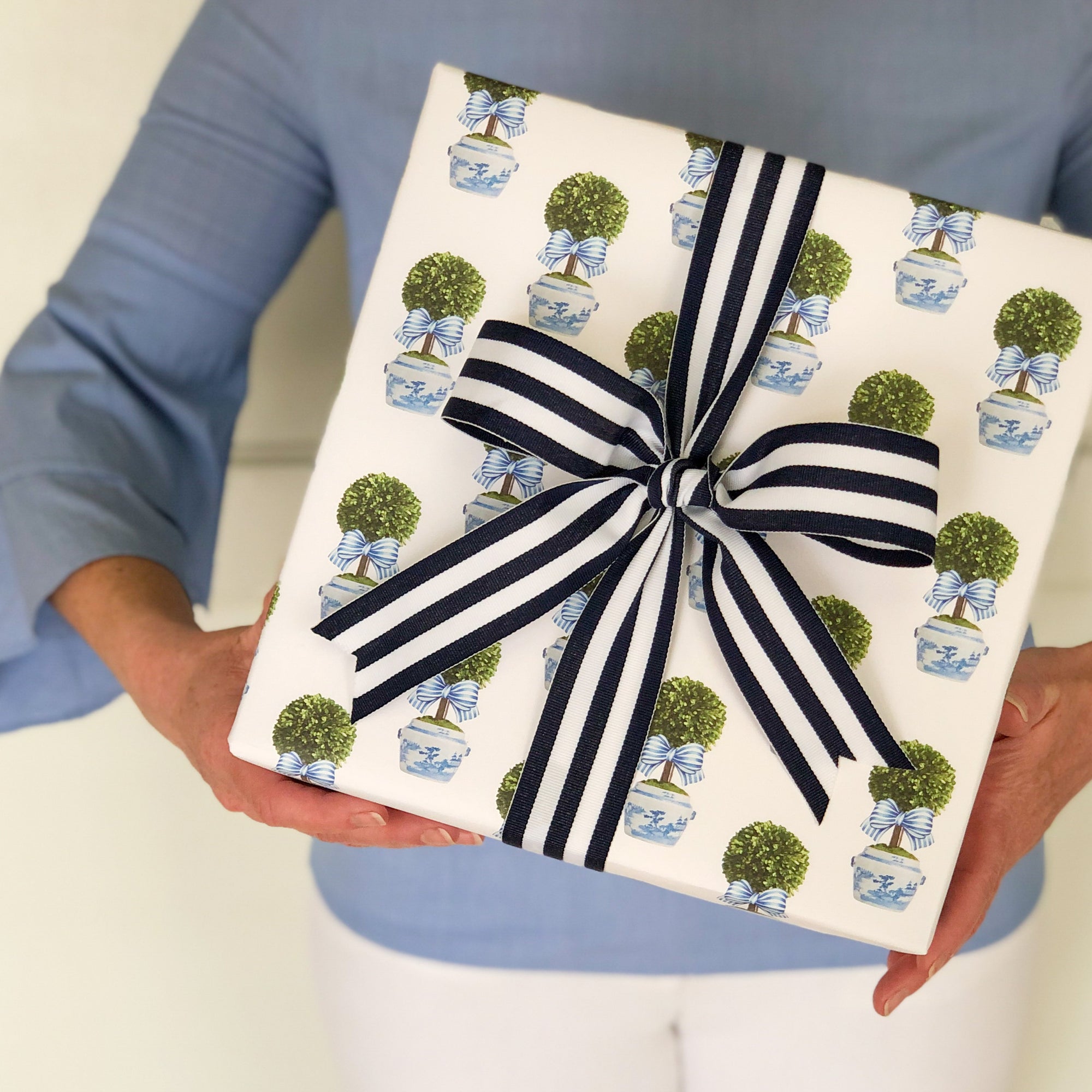 Striped Topiary Tree Gift Wrap Sheets