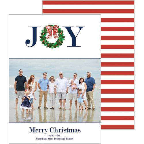 JOY Holly Wreath Christmas Photo Card Wholesale