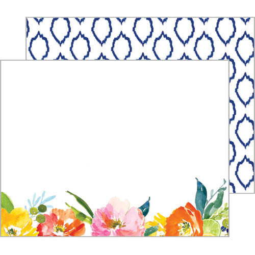 In Stock Flat Notecard Set of 10 | Floral Ikat