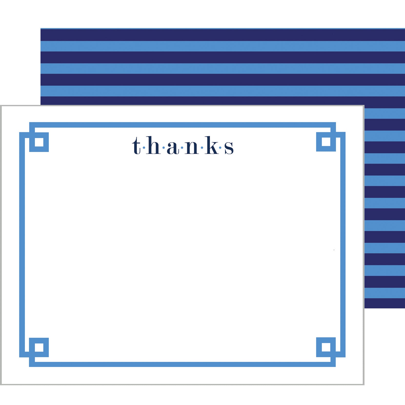 In Stock Flat Notecard Set of 10 | Fretwork Stripe (Cornflower + Navy Blue)