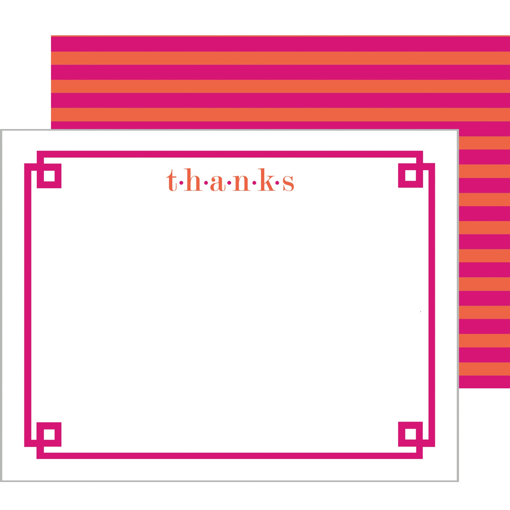 In Stock Flat Notecard Set of 10 | Fretwork Stripe (Hot Pink + Orange)