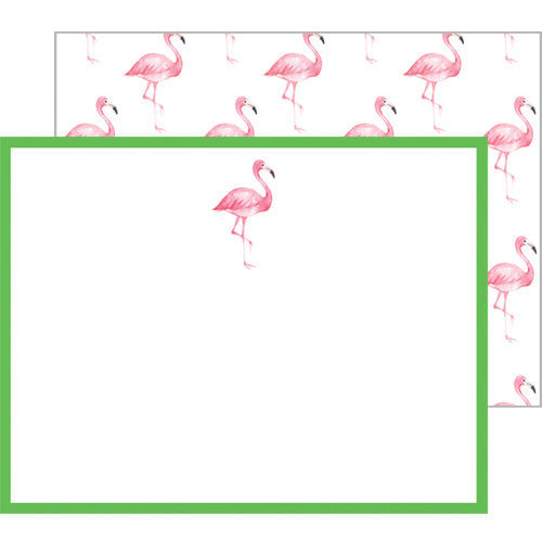 In Stock Flat Notecard Set of 10 | Watercolor Pink Flamingo