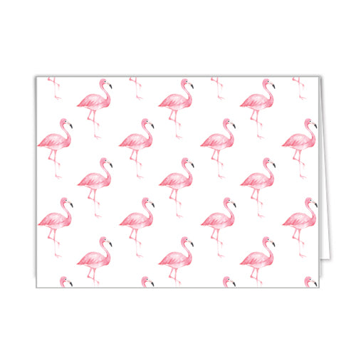 In Stock Folded Notecard Set of 10 | Watercolor Pink Flamingo