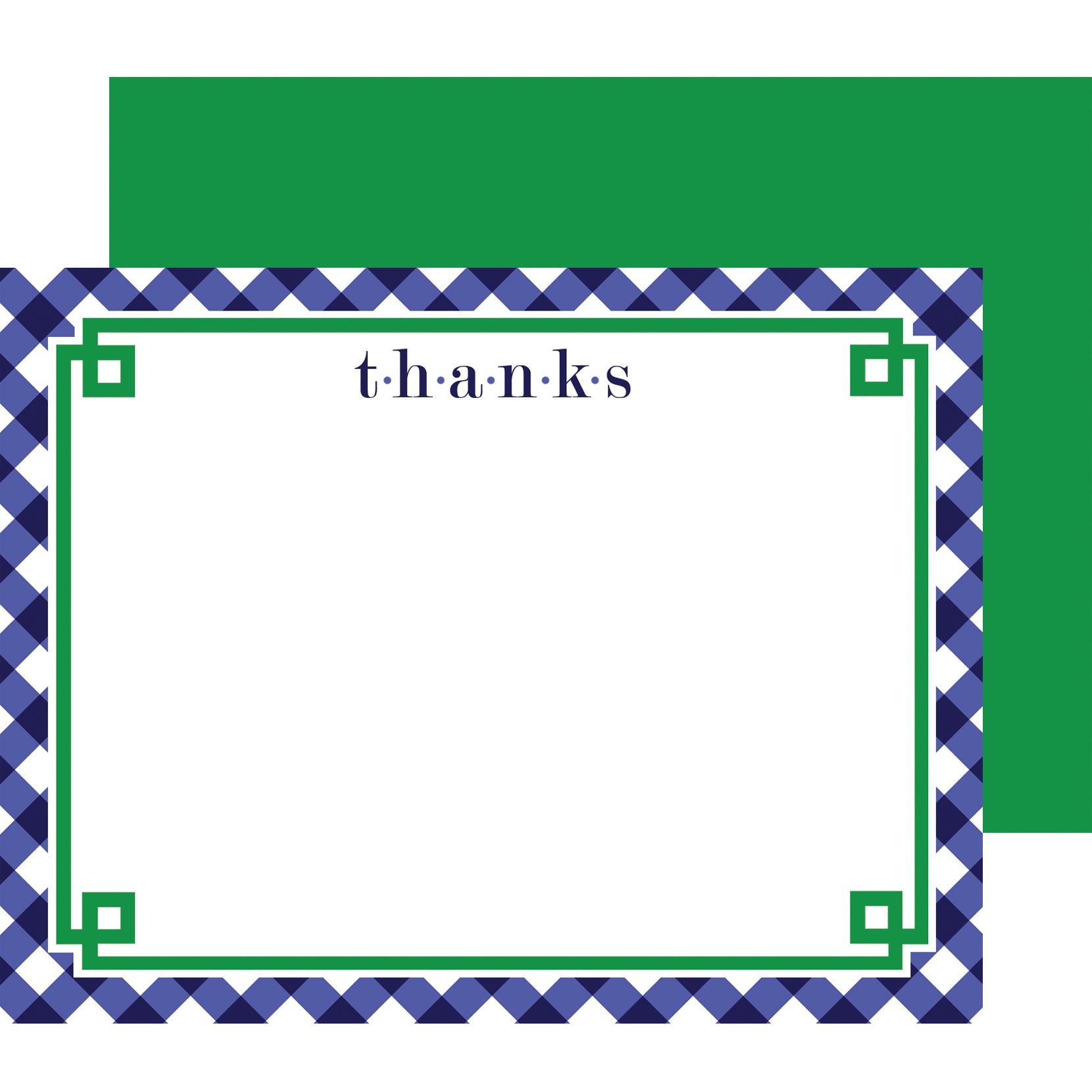 In Stock Flat Notecard Set of 10 | Navy Blue Gingham Fretwork