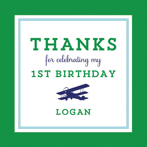 Airplane 2.5 inch Gift Sticker | Blue + Green