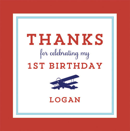 Airplane 2.5 inch Gift Sticker | Red + Blue