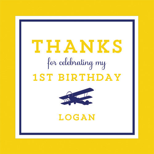 Copy of Airplane 2.5 inch Gift Sticker | Yellow + Navy Blue