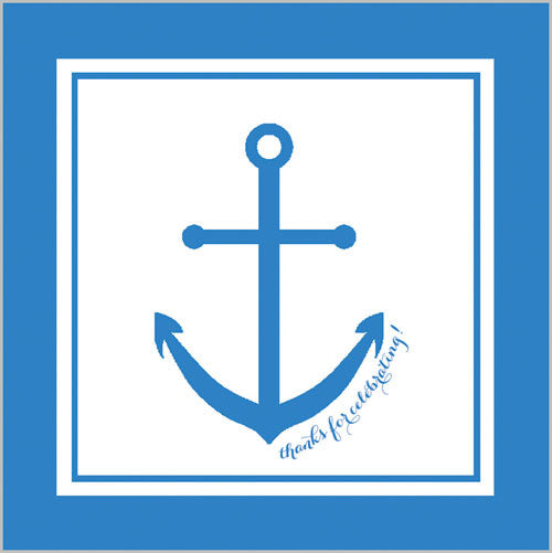 Preppy Anchor Gift Sticker - Set of 24 - Cornflower