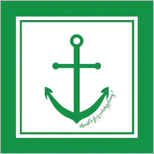 Preppy Anchor Gift Sticker - Set of 24 - Green Wholesale