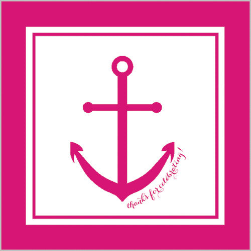Preppy Anchor Gift Sticker - Set of 24 - Hot Pink