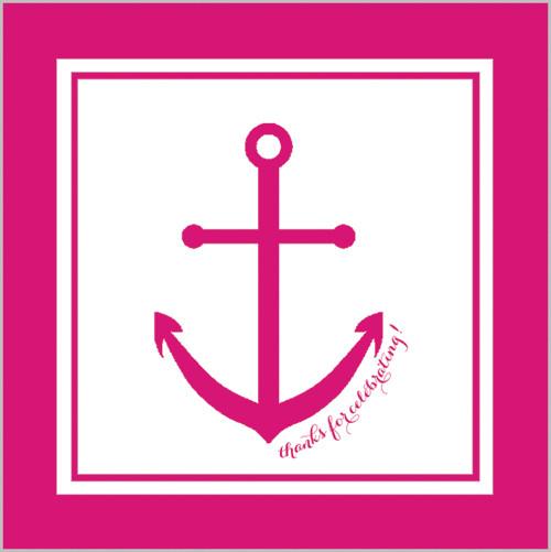 Preppy Anchor Gift Sticker - Set of 24 - Hot Pink Wholesale