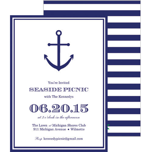 Preppy Anchor Invitation - Navy Blue