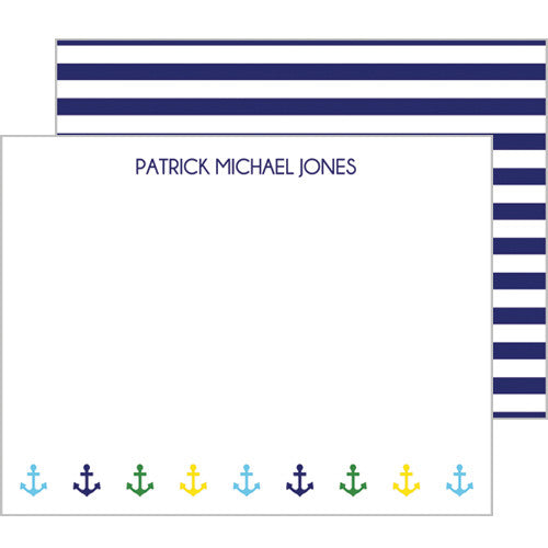 Colorful Anchor Personalized Flat Notecards