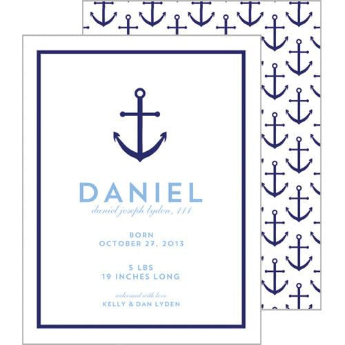 Preppy Anchor A2 Birth Announcement Card Wholesale