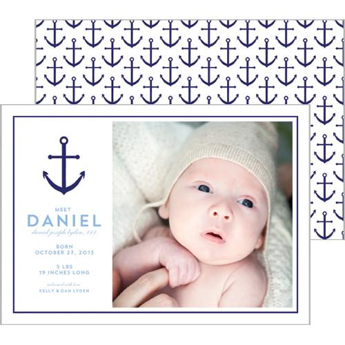 Preppy Anchor Photo Birth Announcement Card Wholesale