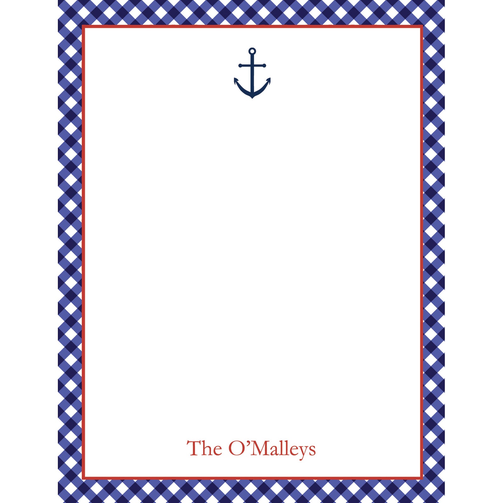 Anchor Gingham Personalized Notepad
