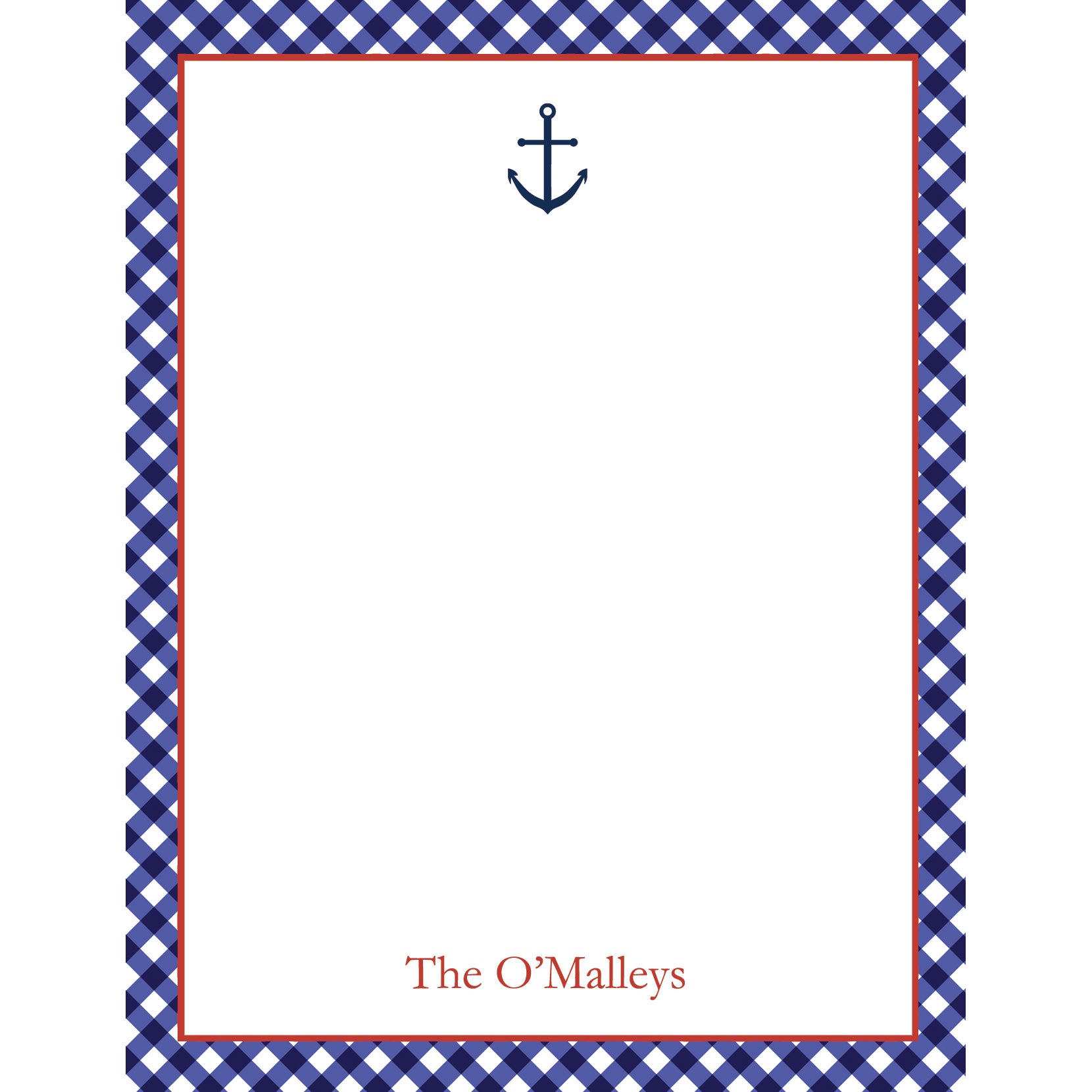 Anchor Gingham Personalized Notepad