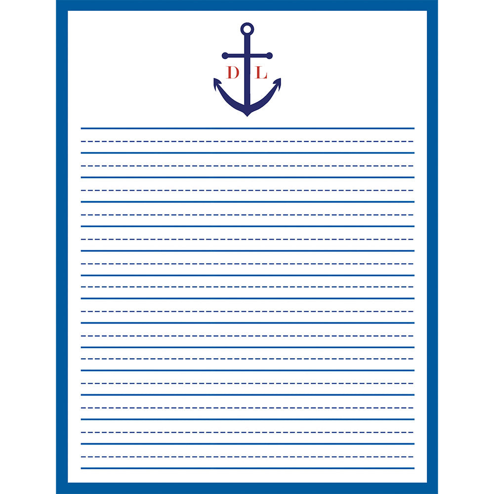 8.5x11 Monogrammed Anchor Lined Notepad (50 pages)