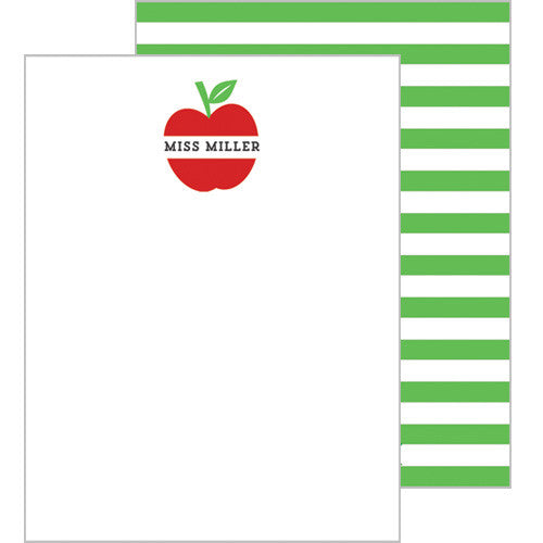Apple Stripe Personalized Flat Notecards