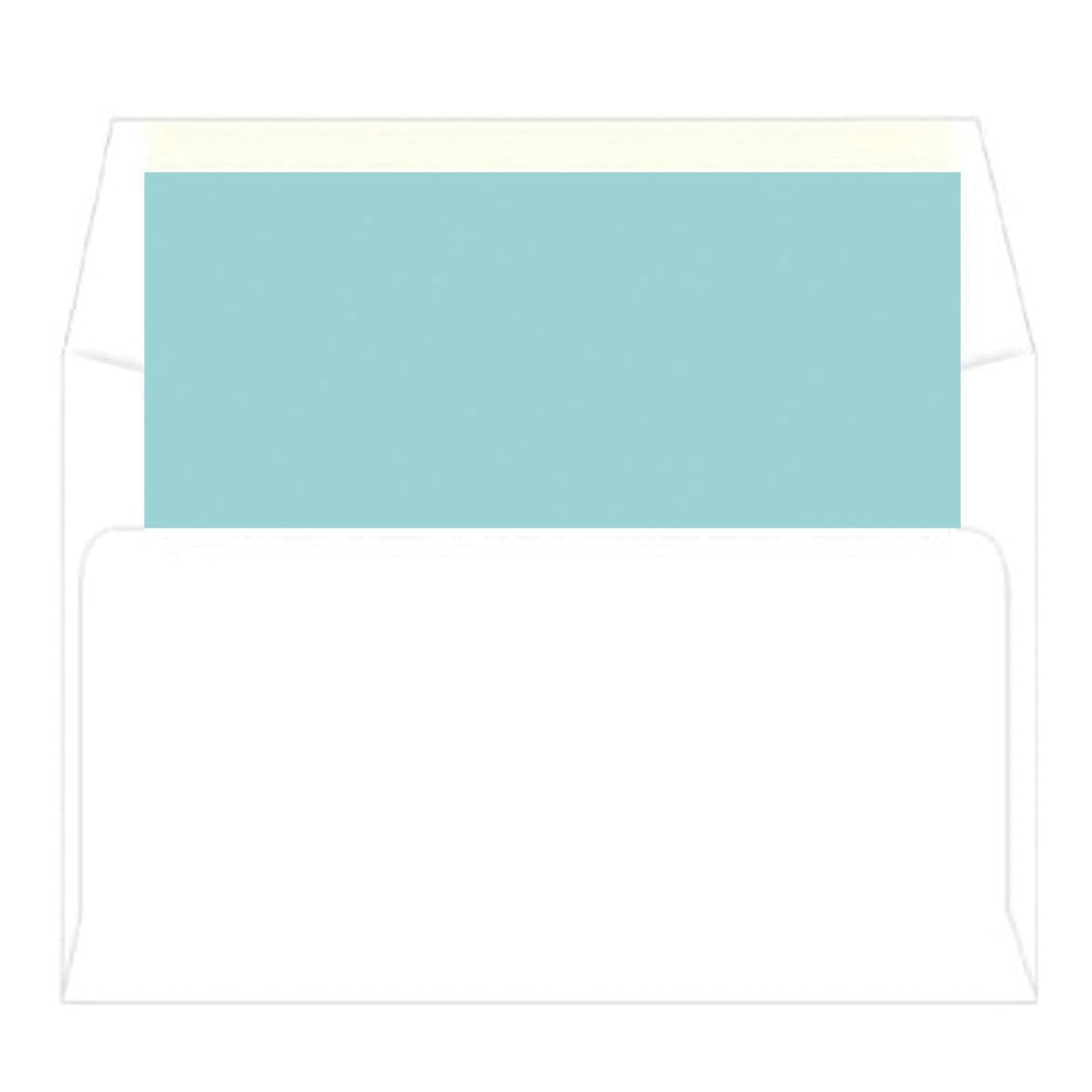 Aqua + Green Greek Key Border A2 Birth Announcement Card Wholesale