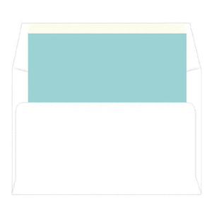 Aqua + Green Greek Key Border Personalized Flat Notecards