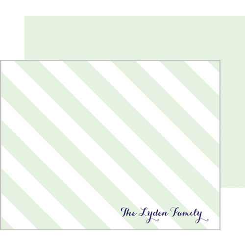 Classic Green Stripe Flat Notecards