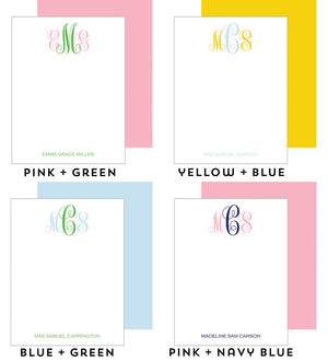 Baby Monogram Personalized Flat Notecards - More Color Options