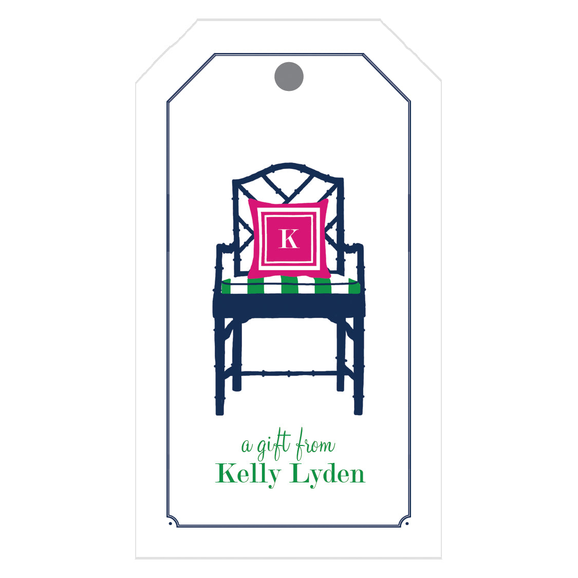 Bamboo Navy Blue Chippendale Chair Gift Tags