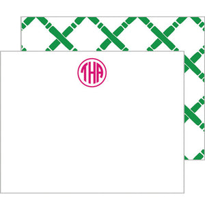 Bamboo Monogram Personalized Flat Notecards | More Color Options