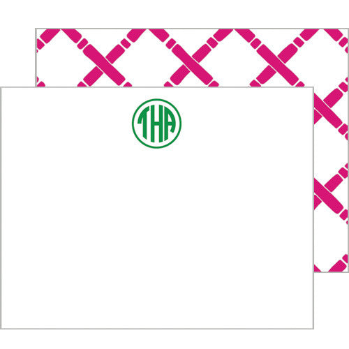 Bamboo Monogram Personalized Flat Notecards | More Color Options