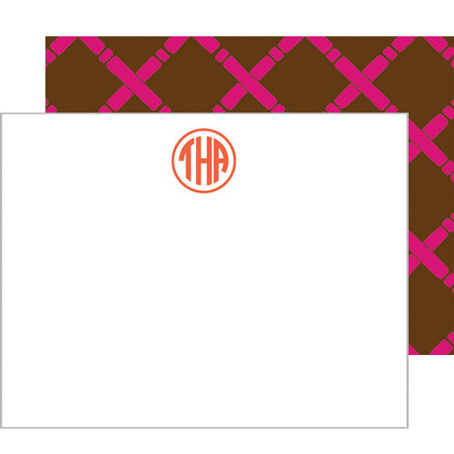 Bamboo Monogram Personalized Flat Notecards | More Color Options