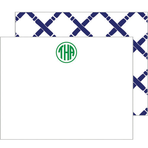 Bamboo Monogram Personalized Flat Notecards | More Color Options