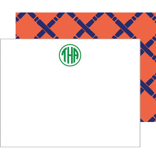 Bamboo Monogram Personalized Flat Notecards | More Color Options