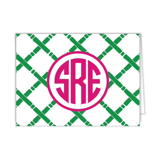 Bamboo Monogram Personalized Folded Notecards | More Color Options