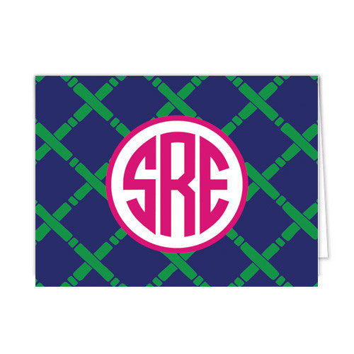 Bamboo Monogram Personalized Folded Notecards | More Color Options