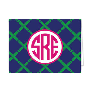 Bamboo Monogram Personalized Folded Notecards | More Color Options