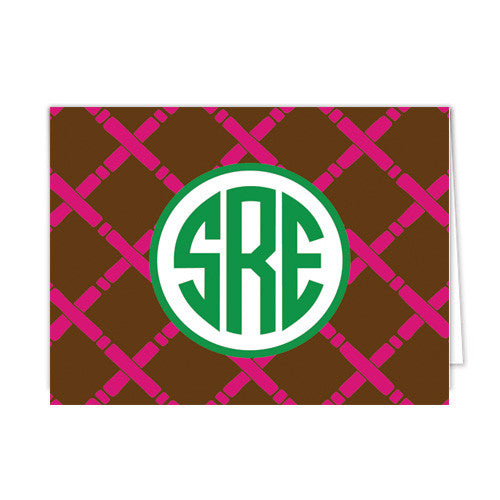 Bamboo Monogram Personalized Folded Notecards | More Color Options