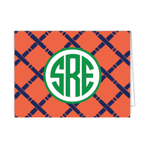 Bamboo Monogram Personalized Folded Notecards | More Color Options