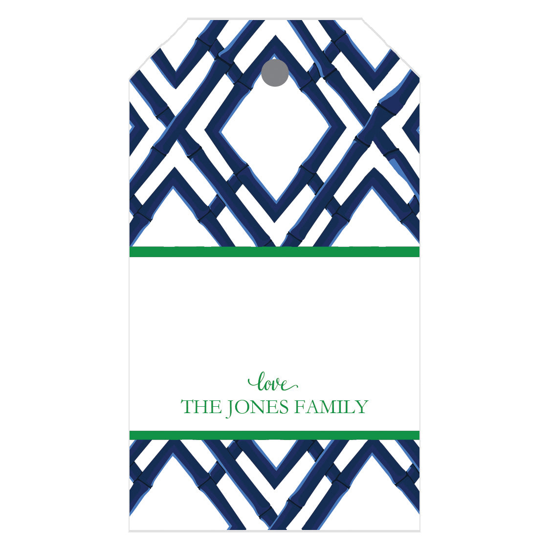 Bamboo Trellis Personalized Gift Tags | Navy Blue