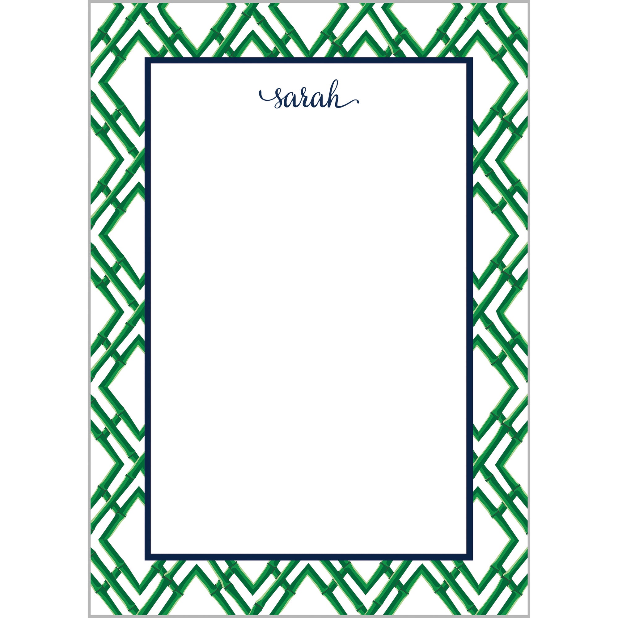 Bamboo Trellis Pattern Personalized Notepad | Green