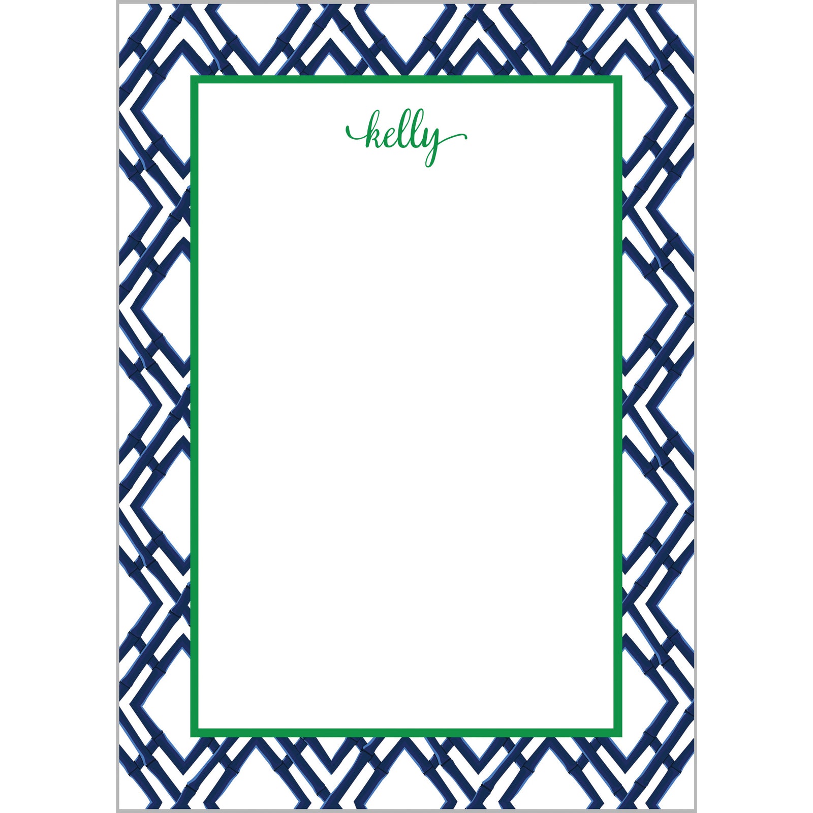 Bamboo Trellis Pattern Personalized Notepad | Navy Blue