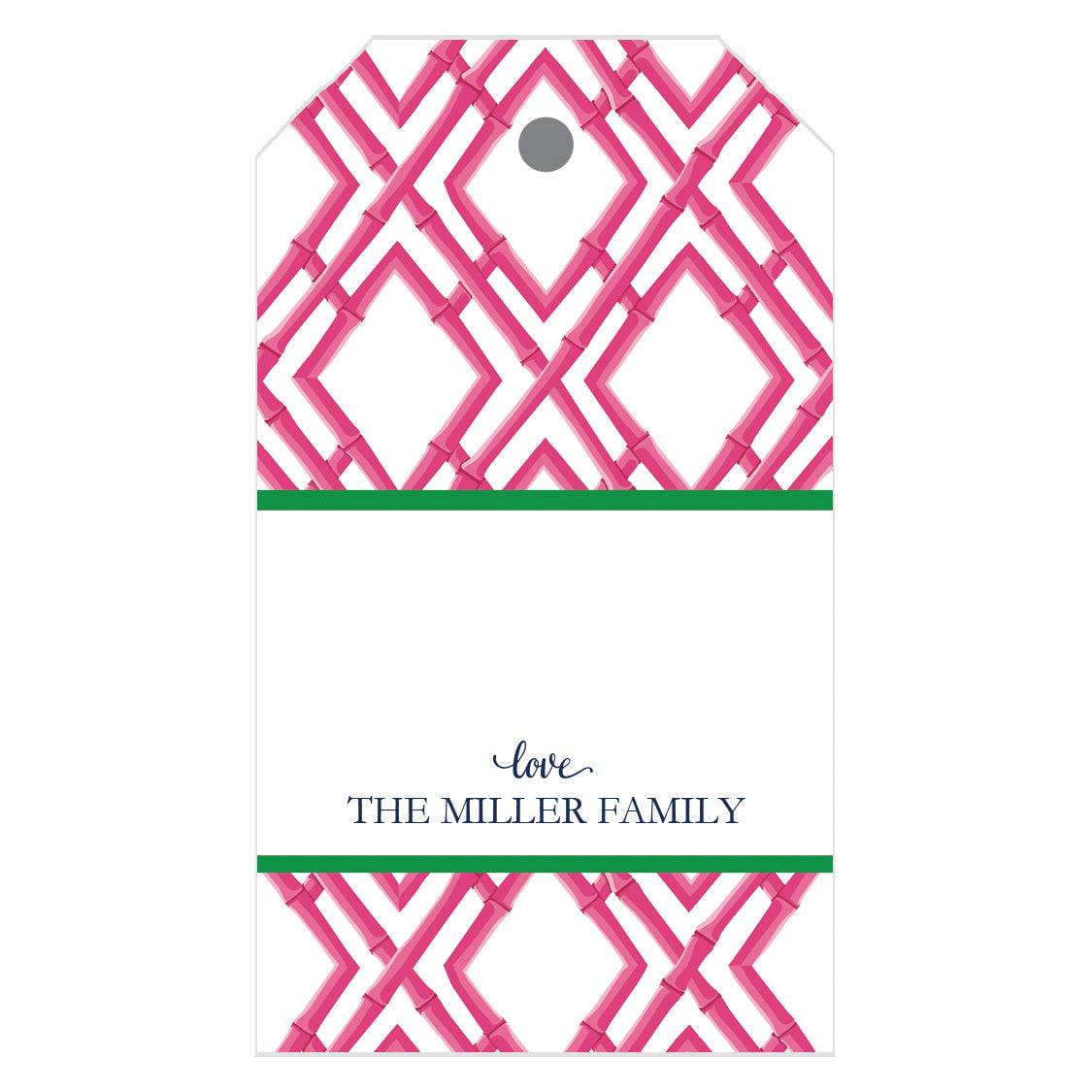 Bamboo Trellis Personalized Gift Tags | Hot Pink