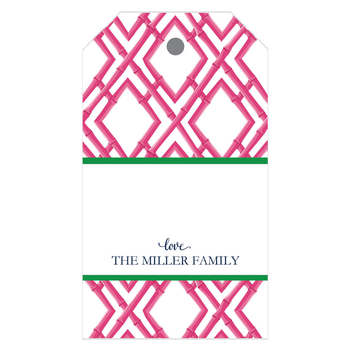 Bamboo Trellis Personalized Gift Tags | Hot Pink