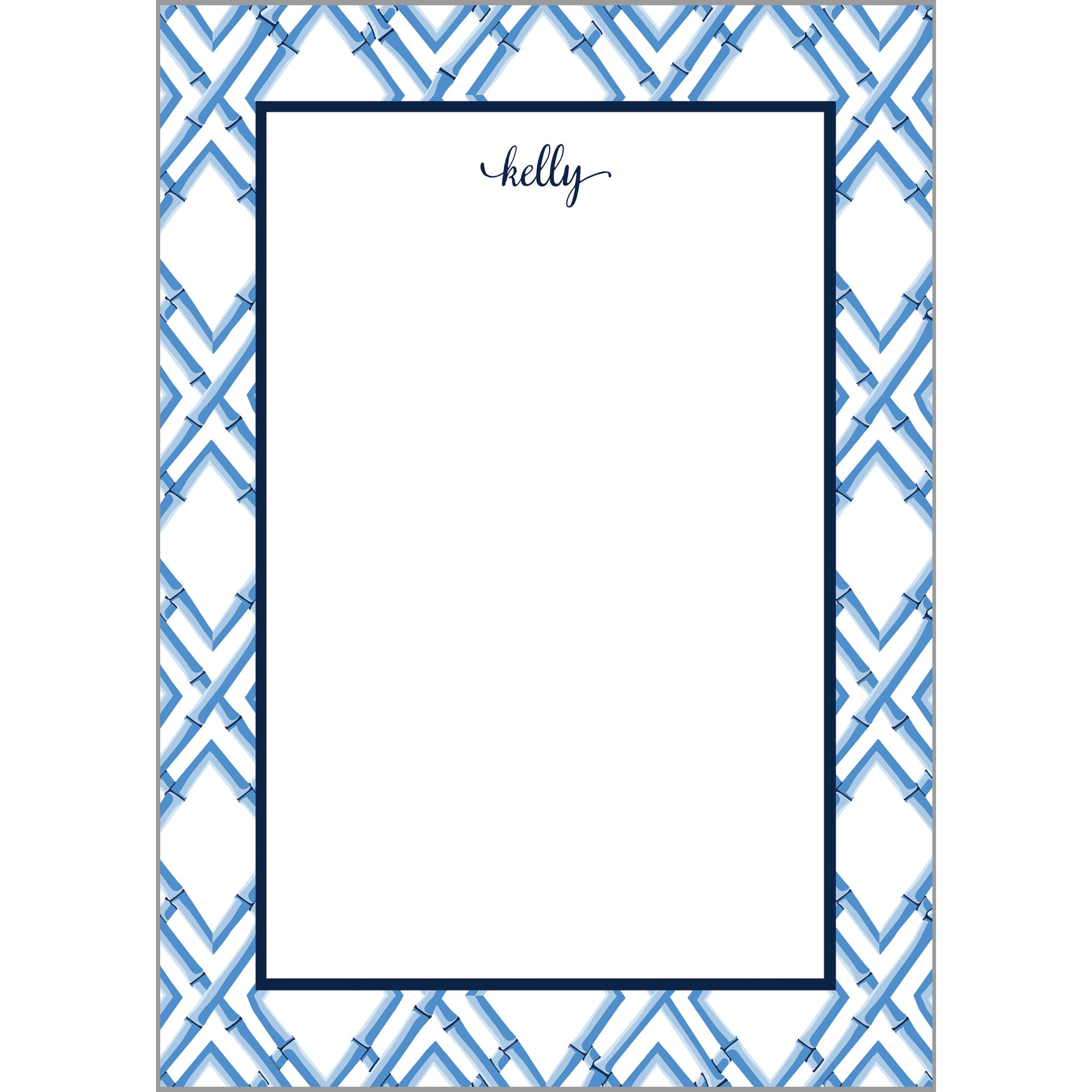 Bamboo Trellis Pattern Personalized Notepad | China Blue