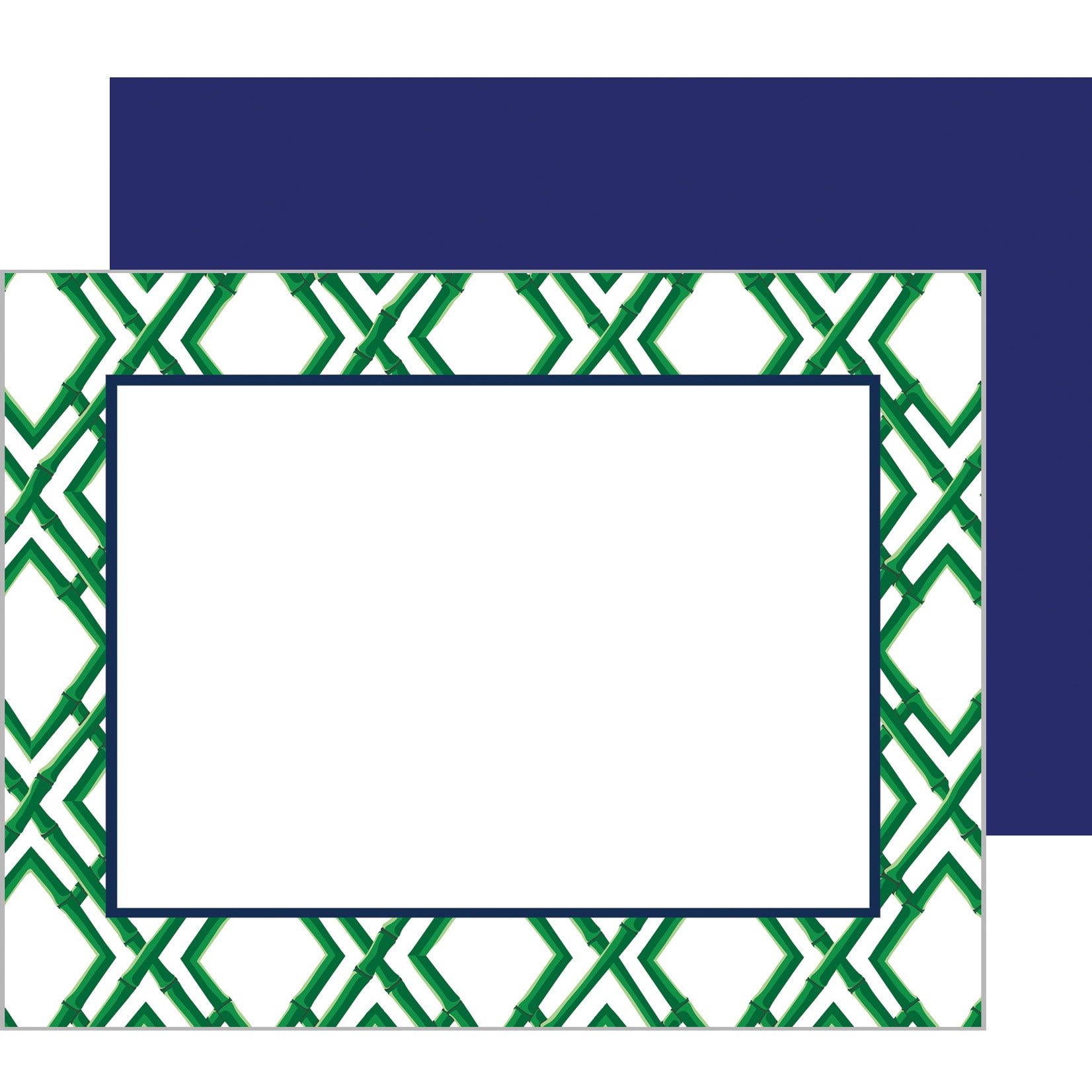 In Stock Flat Notecard Set of 10 | Bamboo Trellis | Green
