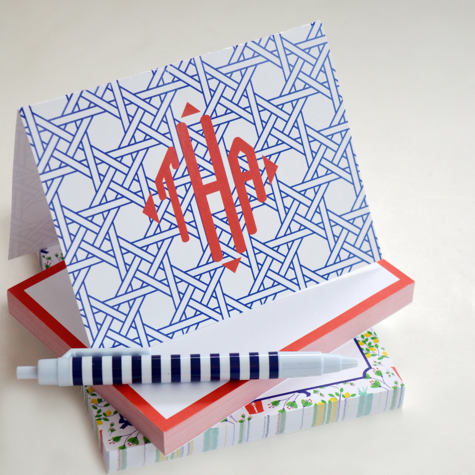 Basketweave Personalized Folded Notecards